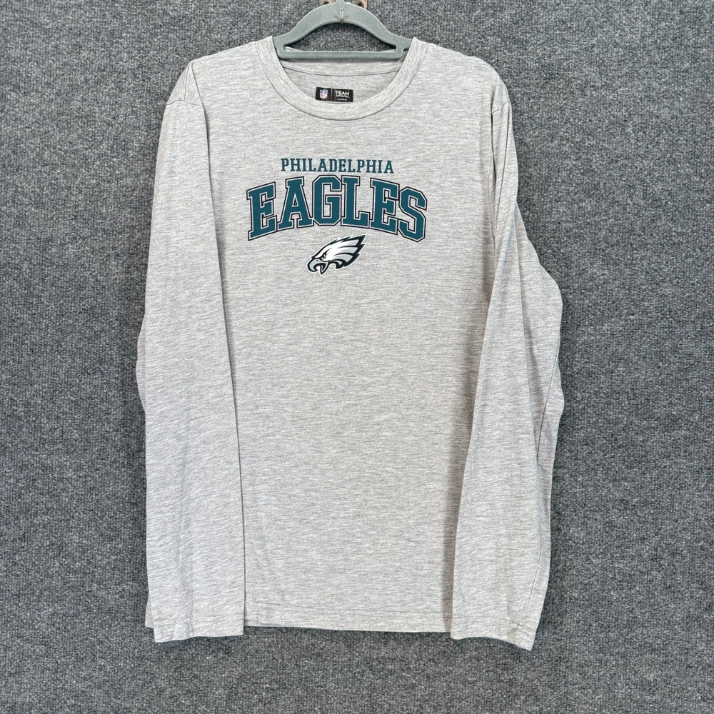 Philadelphia Eagles Shirt Mens Medium Gray Long Sleeve Tshirt Top Football NFL